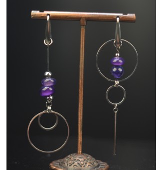 Boucles d’Oreilles en Verre VIOLET - Élégance - par Liloo Créations