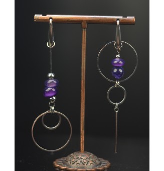 Boucles d’Oreilles en Verre VIOLET - Élégance - par Liloo Créations