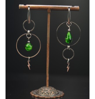 Boucles d’Oreilles en Verre "vert rosetta" - Élégance - par Liloo Créations