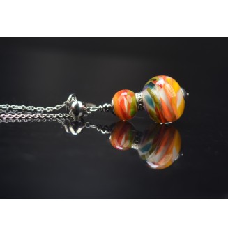 collier MULTICOLORE en perles de verre filé au chalumeau - collier artisanal