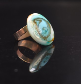 cabochon artisanal en verre "multicolore" pour bague ou collier interchangeable en verre  (sans le support )