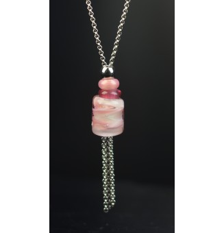 Collier Long Épuré avec Perle rose en Verre Filé – Liloo Créations  74 cm