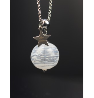 Collier en Perle de Verre Filé Creuse Blanche et Translucide - Bijou Unique Liloo Créations