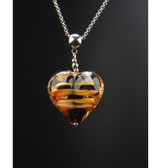 collier coeur noir caramel