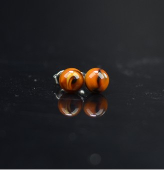 puces d'oreilles 6 mm Acier Inoxydable en verre NOIR CARAMEL