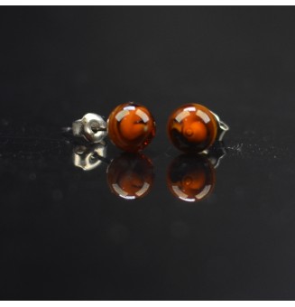 puces d'oreilles 6 mm Acier Inoxydable en verre NOIR CARAMEL