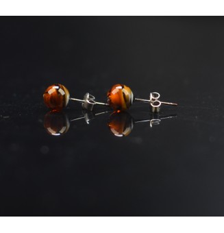 puces d'oreilles 6 mm Acier Inoxydable en verre NOIR CARAMEL