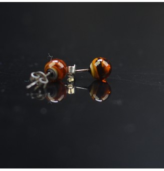 puces d'oreilles 6 mm Acier Inoxydable en verre NOIR CARAMEL