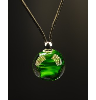 Collier Court en Cuir avec Perles de Verre filé – Vert rosetta