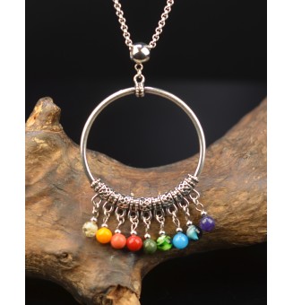 Collier en Perles de Verre MULTICOLORE et Acier Inoxydable