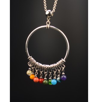 Collier en Perles de Verre MULTICOLORE et Acier Inoxydable