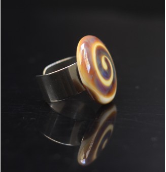 Bague en Verre Filé au Chalumeau "multicolore"  - acier INOXYDABLE