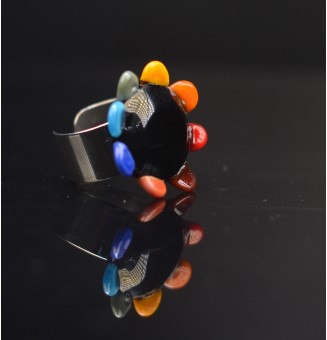 Bague Fleur en Verre multicolore– Élégance et Originalité