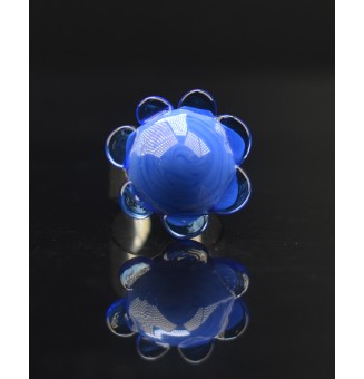 Bague Fleur en Verre bleue...