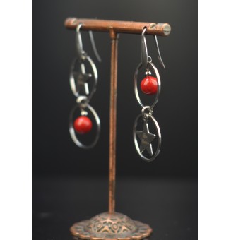 Boucles d’Oreilles en Verre rouge - Élégance - par Liloo Créations