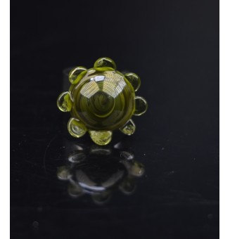 Bague Fleur en Verre kaki –...