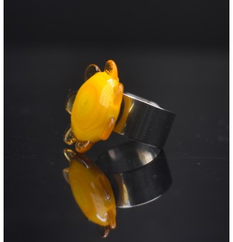 Bague Fleur en Verre jaune  – Élégance et Originalité