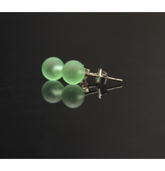 Puces d'oreilles 6mm Acier Inoxydable en verre vert Givré