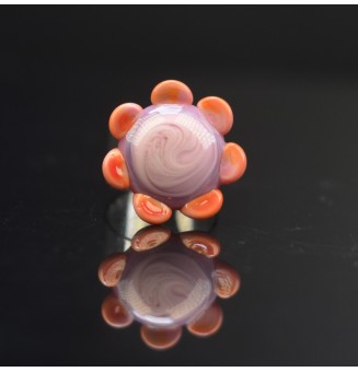 Bague Fleur en Verre rose...