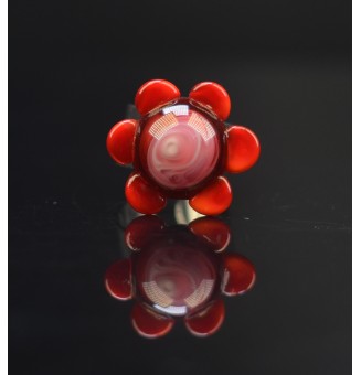 Bague Fleur en Verre rose...