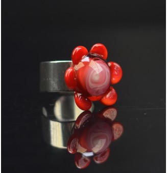 Bague Fleur en Verre rose et rouge – Élégance et Originalité