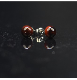 Puces d'oreilles 6mm Acier Inoxydable en verre MARRON CHOCOLAT