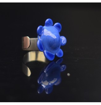 Bague Fleur en Verre BLEUE – Élégance et Originalité