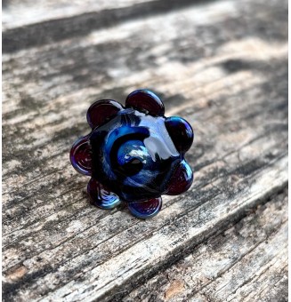 Bague Fleur en Verre noir...