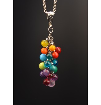 Collier "Grappe multicolore" en verre et acier inoxydable – Liloo Créations