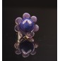 Bague Fleur en Verre Violet...