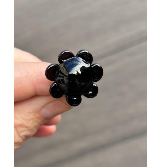 Bague Fleur en Verre NOIR – Élégance et Originalité