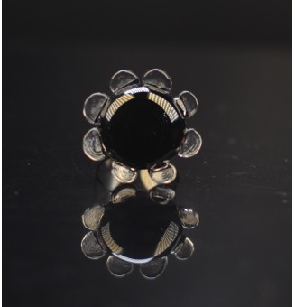 Bague Fleur en Verre NOIR –...