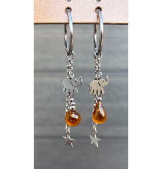 Boucles d’Oreilles ambre en...