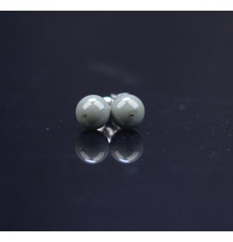 puces d'oreilles Acier Inoxydable en verre kaki clair 6 mm