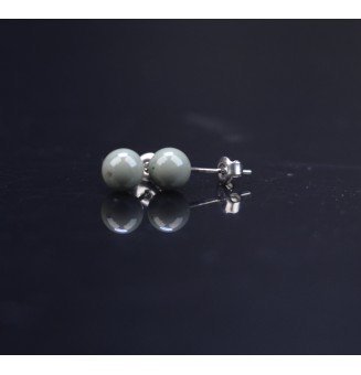 puces d'oreilles Acier Inoxydable en verre kaki clair 6 mm