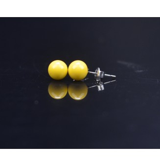 puces d'oreilles jaune  6mm Acier Inoxydable en verre