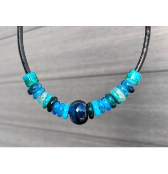 collier bleu 44+3 cm avec...