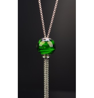 Collier Long Épuré avec Perle Vert rosetta,  en Verre Filé – Liloo Créations  74 cm