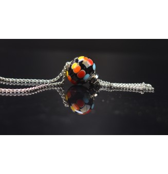 Collier Long Épuré avec Perle multicolore,  en Verre Filé – Liloo Créations  74 cm