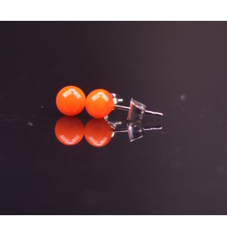 puces d'oreilles Acier Inoxydable en verre orange moyen vif