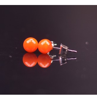 puces d'oreilles Acier Inoxydable en verre orange moyen vif