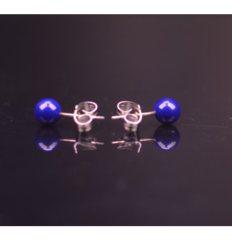 puces d'oreilles Acier Inoxydable en verre "bleu Foncé