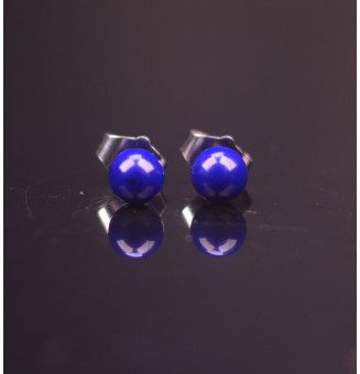 puces d'oreilles Acier Inoxydable en verre "bleu Foncé