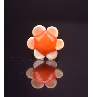 Bague Fleur en Verre orange...