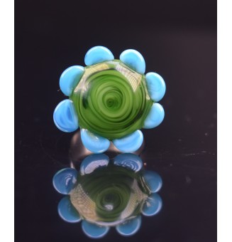 Bague Fleur en Verre vert...