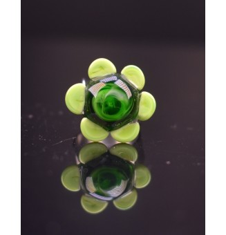 Bague Fleur en Verre verte...