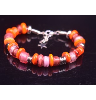 Bracelet en perles de verre orange et rose – Élégance colorée