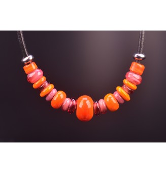 collier ROSE ORANGE 44 +3cm...