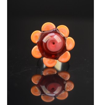 Bague Fleur en Verre rose et orange – Élégance et Originalité