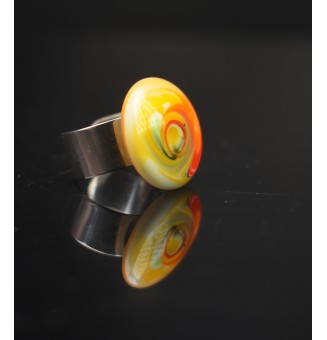 Bague en Verre Filé au Chalumeau "multicolore"  - acier INOXYDABLE